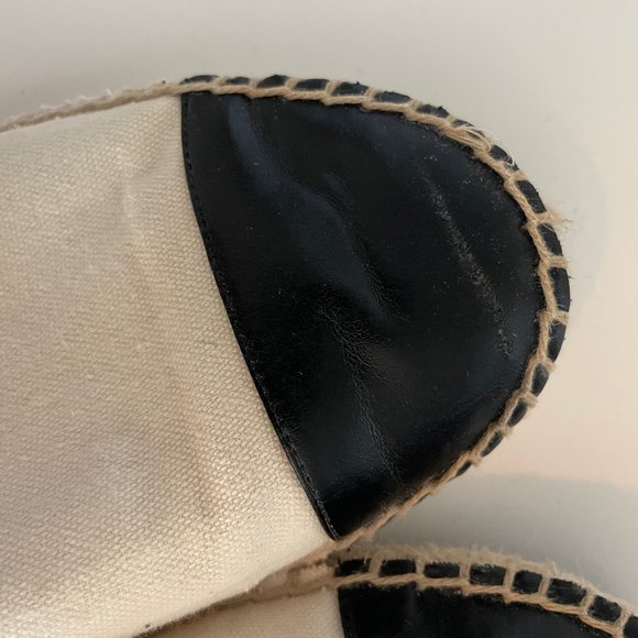 J Crew Black & Ivory Flat Espadrilles Slip-on Toe Cup - Picture 4 of 7